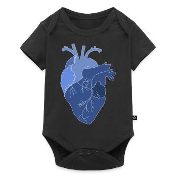 anatomisches Herz, Outline weiß - Baby Premium Kurzarmbody - Schwarz - Vorne