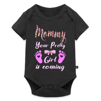 momy pretty girl drole cadeau pour femme grossesse - Body à manches courtes Premium Bébé - noir - Devant
