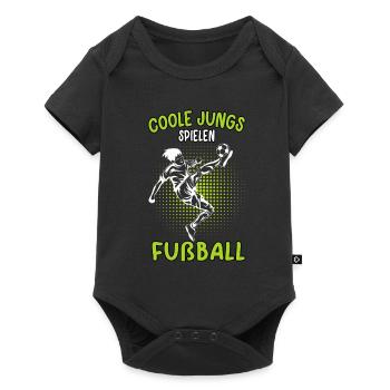 Coole Jungs spielen Fußball Fußballer Kicken - Baby Premium Kurzarmbody - Schwarz - Vorne