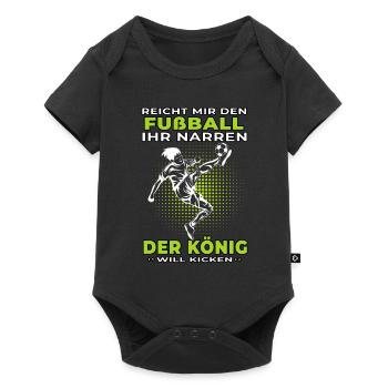 König will Kicken Fußball Fußballer Fußballspieler - Baby Premium Kurzarmbody - Schwarz - Vorne
