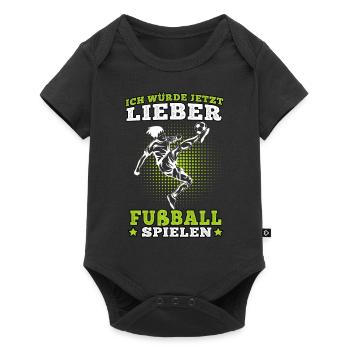 Ich würde lieber Fußball spielen Fußballer - Baby Premium Kurzarmbody - Schwarz - Vorne