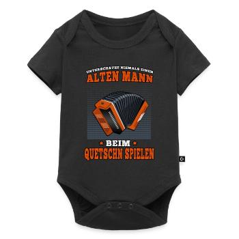 Allter Mann Quetschn steirische Ziehharmonika - Baby Premium Kurzarmbody - Schwarz - Vorne