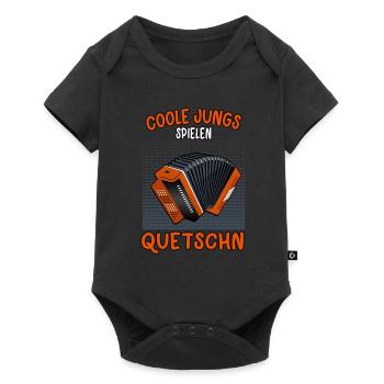 Coole Jungs Quetschn steirische Ziehharmonika - Baby Premium Kurzarmbody - Schwarz - Vorne