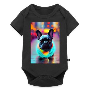 Chien Bouledogue français chill dans la rue - Body à manches courtes Premium Bébé - noir - Devant