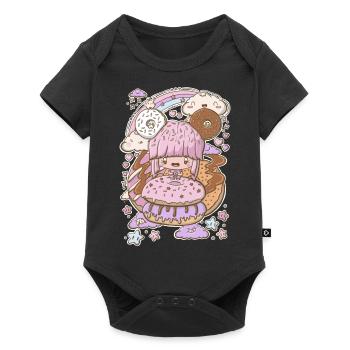 Cute doughnut girl kawaii style - Baby Premium short-sleeve bodysuit - black - Front