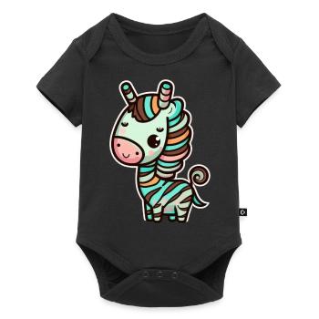 Kawaii Cute Happy Rainbow Zebra - Baby Premium short-sleeve bodysuit - black - Front