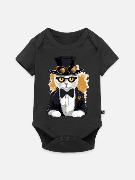 Micky die schicke Katze - Baby Premium Kurzarmbody - Schwarz