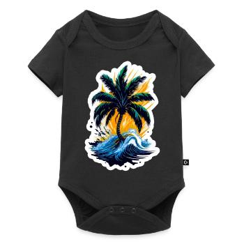 Palme im Meer - Baby Premium Kurzarmbody - Schwarz - Vorne