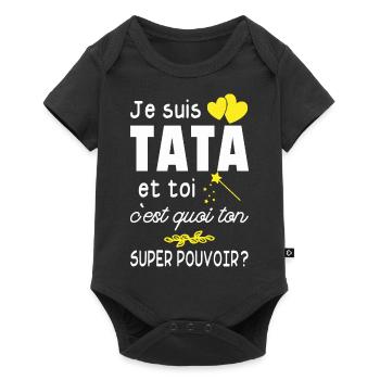 je suis tata / cadeau humour tata - Body à manches courtes Premium Bébé - noir - Devant