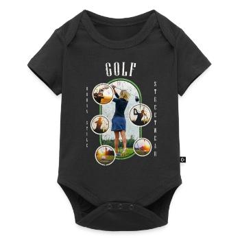 Golf Golfen Golfspielerin Sport Hobby Club Vintage - Baby Premium Kurzarmbody - Schwarz - Vorne