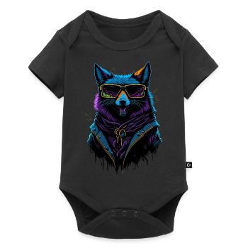 Cyberpunk Fox - Baby Premium Kurzarmbody - Schwarz - Vorne