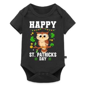 Birds Of Prey Ornithologist Owl Happy St. Patricks - Baby Premium Kurzarmbody - Schwarz - Vorne