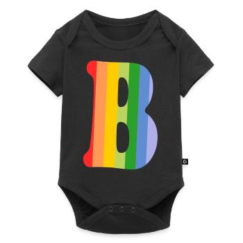Buchstabe B Regenbogen - Baby Premium Kurzarmbody - Schwarz - Vorne