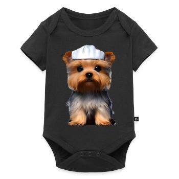 Yorkshire Terrier Cooking Puppy Restaurateur Dog - Baby Premium short-sleeve bodysuit - black - Front