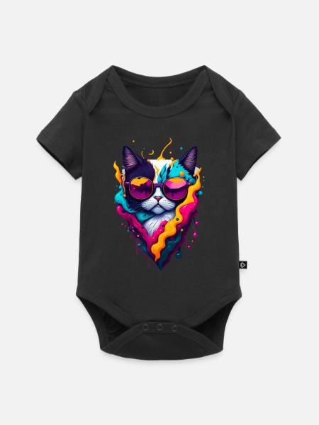 Niedliche abstrakte Katze - Baby Premium Kurzarmbody - Schwarz