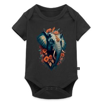 Elephant Flower - Baby Premium short-sleeve bodysuit - black - Front