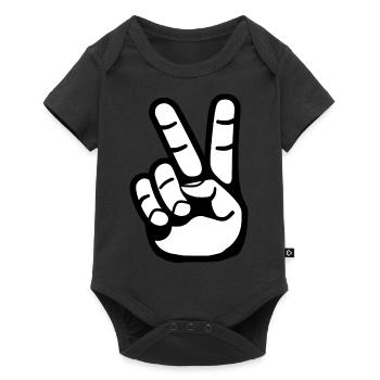 Peace Sign, Victory Sign - Baby Premium short-sleeve bodysuit - black - Front