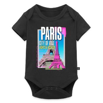Paris, France, Ville, Skyline, Tour Eiffel, Art - Body à manches courtes Premium Bébé - noir - Devant