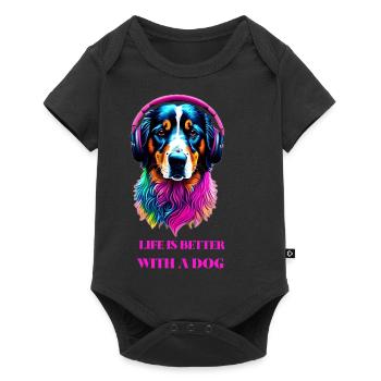 Life is Better with a Dog - Baby Premium short-sleeve bodysuit - black - Front
