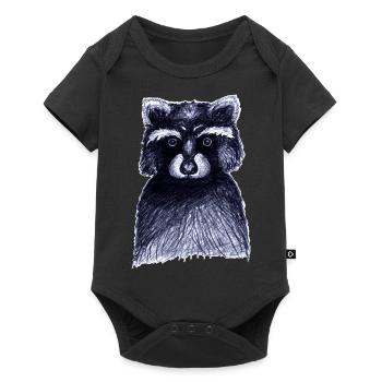 Dark black and white raccoon - Baby Premium short-sleeve bodysuit - black - Front