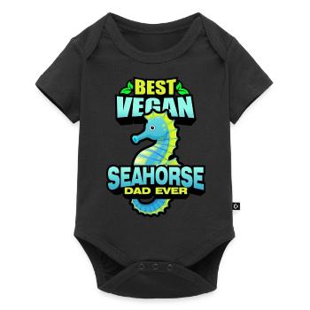 Seepferdchen | Meer Seepferd Tiere Fische Geschenk - Baby Premium Kurzarmbody - Schwarz - Vorne