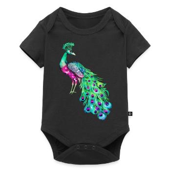 peacock bird colorful beautiful fantasy colorful - Baby Premium short-sleeve bodysuit - black - Front
