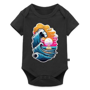 vague - été - vacances - vintage - Body à manches courtes Premium Bébé - noir - Devant