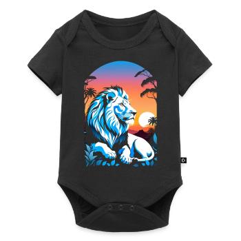 Lion, Lion Cub and Jungle - Baby Premium short-sleeve bodysuit - black - Front