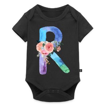 Lettre r watercolor - Body à manches courtes Premium Bébé - noir - Devant