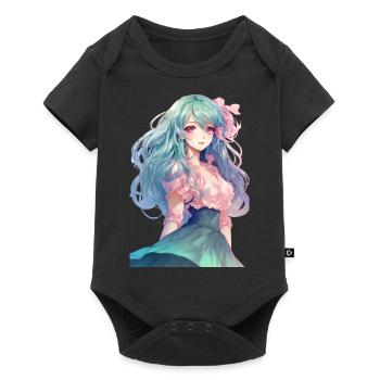 Anime girl with pink hair - Baby Premium short-sleeve bodysuit - black - Front
