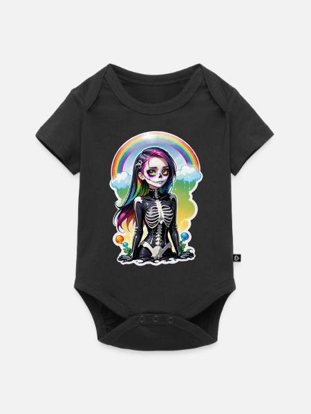 Halloween - Rock & Regenbogen - Baby Premium Kurzarmbody - Schwarz