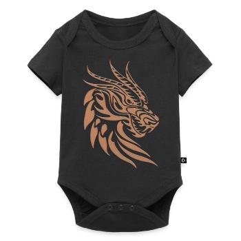 Fantaisie Tête De Dragon Anime Tatouage Reptile Mythique - Body à manches courtes Premium Bébé - noir - Devant