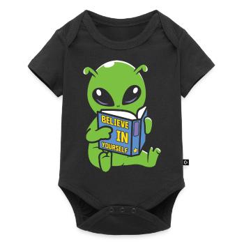 Alien Book Lover UFO Reading Funny Alien - Baby Premium short-sleeve bodysuit - black - Front