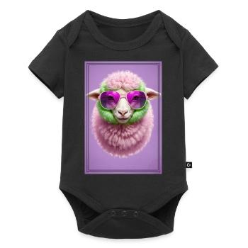 Cute sheep with sunglasses - Baby Premium short-sleeve bodysuit - black - Front