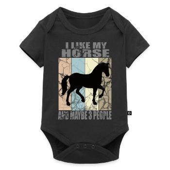 i like horse and maybe 3 people - Baby Premium short-sleeve bodysuit - black - Front