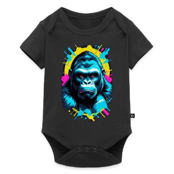 Gorilla with Gold Chain - Baby Premium short-sleeve bodysuit - black - Front