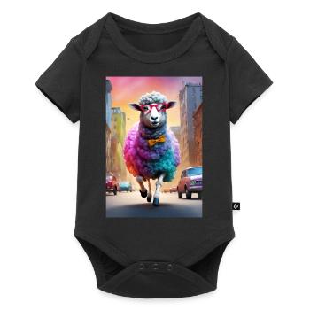 Moutons à lunettes dans la ville - Body à manches courtes Premium Bébé - noir - Devant