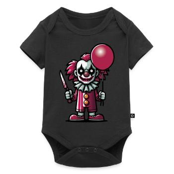 Creepy Cartoon Clown with a Knife and a Balloon - Baby Premium short-sleeve bodysuit - black - Front