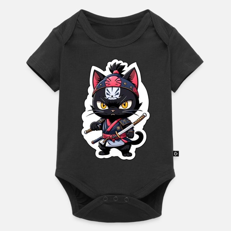 chat ninja - chaton samourai - Body à manches courtes Premium Bébé - noir