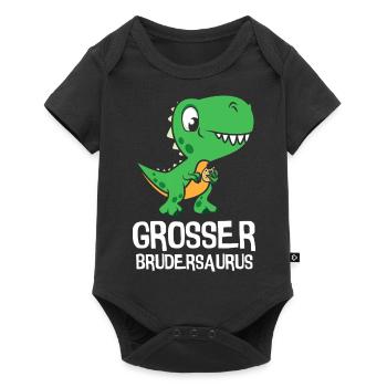 Je vais être un grand frère Frère Saurus Dino - Body à manches courtes Premium Bébé - noir - Devant