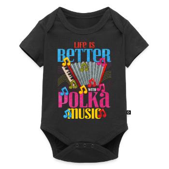Accordéon Polka musique cadeau - Body à manches courtes Premium Bébé - noir - Devant