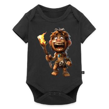 Caveman #lovely toons - Baby Premium short-sleeve bodysuit - black - Front