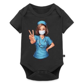 Lustige Krankenschwester mit Humor - Baby Premium Kurzarmbody - Schwarz - Vorne