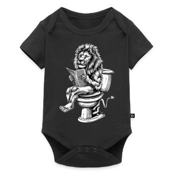 Serene lion on toilet - Baby Premium short-sleeve bodysuit - black - Front