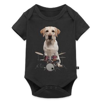 Labrador Schlagzeug - Baby Premium Kurzarmbody - Schwarz - Vorne