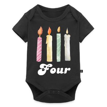 4e anniversaire bougie - Body à manches courtes Premium Bébé - noir - Devant
