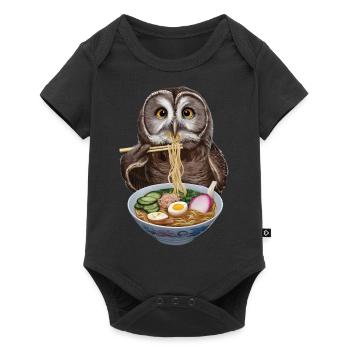 Eule Ramen - Baby Premium Kurzarmbody - Schwarz - Vorne