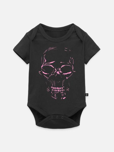 Totenkopf Minimal ROSA - Baby Premium Kurzarmbody - Schwarz
