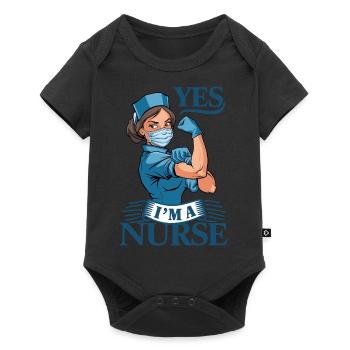 Lustige Krankenschwester mit Humor - Baby Premium Kurzarmbody - Schwarz - Vorne