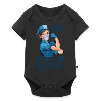 Lustige Krankenschwester mit Humor - Baby Premium Kurzarmbody - Schwarz - Vorne